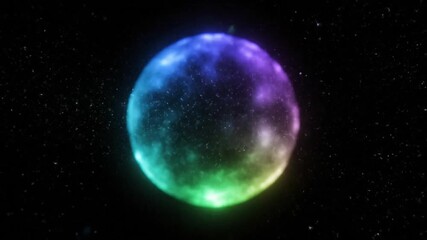 Mysterious glowing planet with vibrant cosmic colors in the vast expanse of outer space.