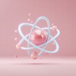 © Bee - Atom of Knowledge: A digitally crafted atom model floats against a soft pink backdrop, illustrating scientific concepts with elegant simplicity.