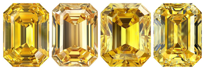 Wall Mural - Four radiant yellow gemstones displayed