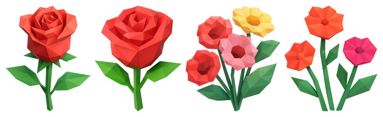 Wall Mural - Colorful geometric polygonal flowers