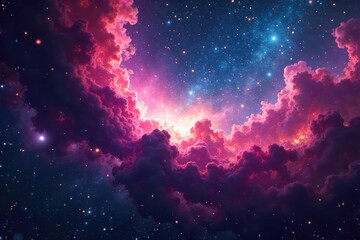 Wall Mural - Vibrant Nebula Swirls A Breathtaking Deep Space Image, Perfect for Science, Astronomy, Fantasy, and Space Exploration Projects.
