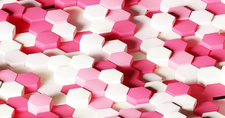 Wall Mural - Colorful Hexagonal Shapes Create an Abstract Pattern in Pink and White