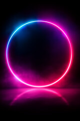Wall Mural - An abstract background with brightly colored neon frame. 