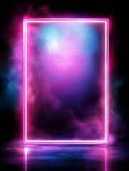 Poster - an abstract background with brightly colored neon frame.