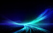 © fanjianhua - Futuristic blue light trail with sparkling effects in dark background