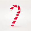 © Artwork Studio - A single, vibrant red and white striped candy cane, isolated on a light background.