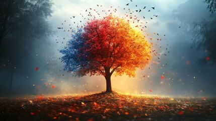 Wall Mural - Write a poem about the changing seasons. 