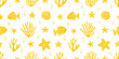 © Fatema - A seamless horizontal pattern of hand-drawn underwater elements on a white background, doodle crayon sketch pattern.