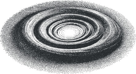 Wall Mural - Abstract spiral design featuring concentric circles created with dots in black and white.