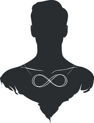 Wall Mural - Stylized silhouette of a man with an infinity symbol representing eternity and endless possibilities.