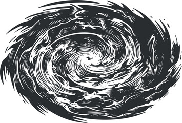 Wall Mural - Abstract black and white swirl design resembling a vortex or dynamic motion pattern