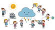© markusmiller - Children learning cloud technology with fun and smiles in a cartoon drawing