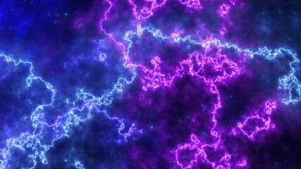 Wall Mural - Vibrant glowing electric nebula with purple and blue plasma