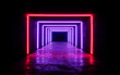 © fanjianhua - A long corridor with neon lights creating a futuristic and colorful appearance