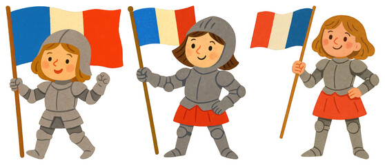Wall Mural - PNG Children knights holding flags, element set on transparent background