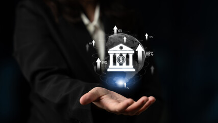 Wall Mural - Digital banking innovation integrates finance and technology to enhance online banking, mobile services, and fintech for seamless financial experiences. Latch
