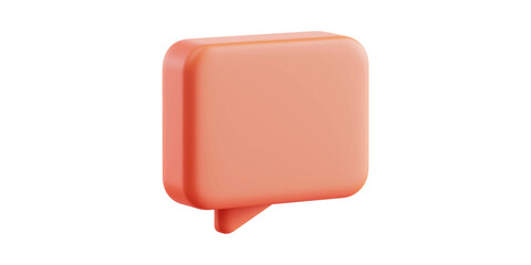 3D Orange Speech Bubble Icon. Communication And Messaging Concept Isolated On Transparent Background