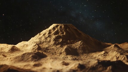 Wall Mural - Alien planet landscape with rocky terrain and starry night sky, vast cosmic exploration concept