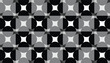 © samsul - Seamless geometric pattern in monochrome tones, featuring intersecting black, gray, and white circles forming star-like centers, perfect for modern textiles, wallpapers, and digital backgrounds