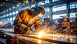 © linda - Welder at Work: Sparks Flying in Industrial Setting with Protective Gear