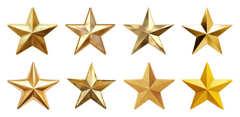 Wall Mural - PNG Golden stars with varied textures, element set on transparent background