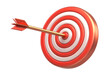 © Humaira - Red and white target with golden arrow hitting bullseye isolated on a transparent background