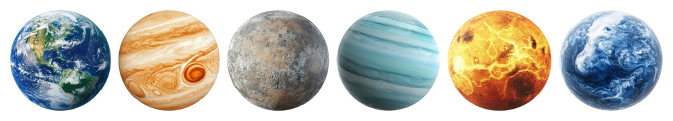 Wall Mural - PNG Colorful planets in space illustration, element set on transparent background