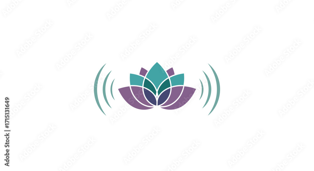 Sound. Sign Flower Lotus Flower with Sound Waves Symbol of Tranquility and Harmony Stock ...