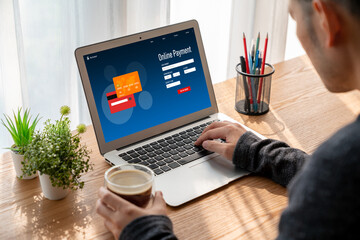 Wall Mural - Online payment platform for modish money transfer on the internet netowrk