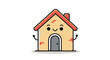 © Ahmad - Cartoon illustration of a cute house with a smiling face, arms, and a chimney.