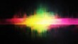 © sun - Abstract digital light wave with bright yellow, green, and pink horizontal streaks on a dark background evoking energy and motion