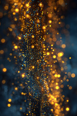 Wall Mural - Abstract festive dark background with gold glitter and bokeh. New year, birthday, holidays celebration.