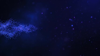 Wall Mural - seamlessly looping video of slow-moving blue and purple twinkling particles in a cosmic abstract spa