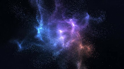 Wall Mural - Seamlessly looping video of vibrant colorful cosmic particles forming a gentle swirling abstract nebula flow, abstract, light