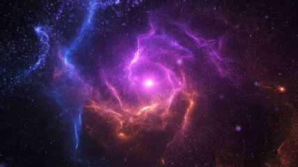 Wall Mural - Seamlessly looping video showcasing a vibrant cosmic energy field, an abstract galaxy light background with bright, swirling colors infinite, science fiction, technology