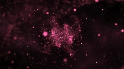 Wall Mural - Seamlessly looping video portraying ethereal pink cosmic particles gently diffusing and scattering scattering, calm, background