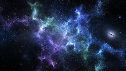 Wall Mural - sparkling glitter nebula expanding slowly in a seamlessly looping cosmic abstract background present