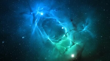 Wall Mural - swirling blue and green nebula patterns with flowing light trails seamlessly looping flowing light t