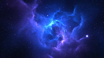 Wall Mural - vibrant blue and purple cosmic cloud formation slowly pulsing, a seamlessly looping abstract backgro