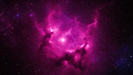 Wall Mural - Vivid magenta glowing dust swirls intricately, forming a complex and vibrant seamlessly looping abstract cosmic nebula dynamic, magic, power