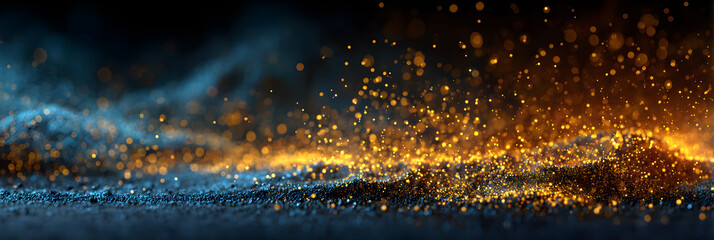 Wall Mural - abstract background with Dark red, blue and gold particle. Golden light shine particles bokeh on navy blue background
