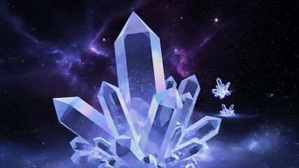 Wall Mural - Abstract night cosmos with crystalline structures forming and dissolving, a seamless loop animation background, texture, future