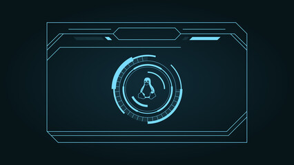 Futuristic cyberspace linux desktop hacker concept background illustration