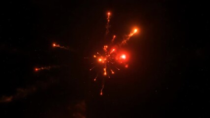Wall Mural - Energetic red and orange abstract cosmic flares burst and dissipate across a dark, seamlessly looping background dynamic, digital art, intensity