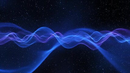 Wall Mural - ethereal blue and purple energy waves flowing in a seamlessly looping abstract night cosmos scene sc