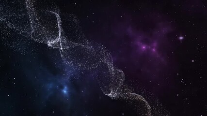 Wall Mural - Glistening abstract stardust cascade in a night cosmos setting, a seamlessly looping video background celestial, black, particles