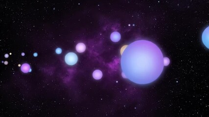Wall Mural - dreamy abstract night cosmos with softly pulsing light orbs, a seamlessly looping ambient video moti