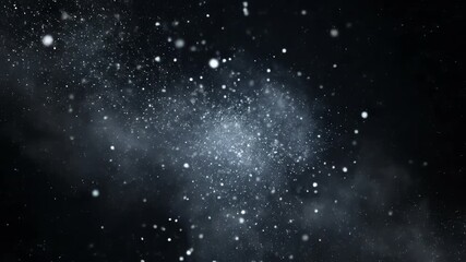 Wall Mural - Glittering silver and white cosmic dust drifts softly across an abstract space field, a seamless loop universe, glow, bright