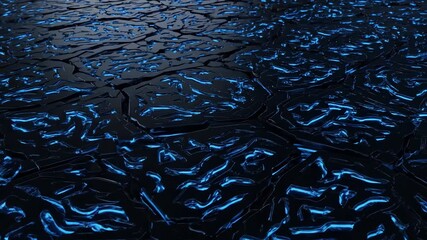 Wall Mural - seamlessly looping abstract pattern of dark metal plates with glowing internal blue energy lines lin