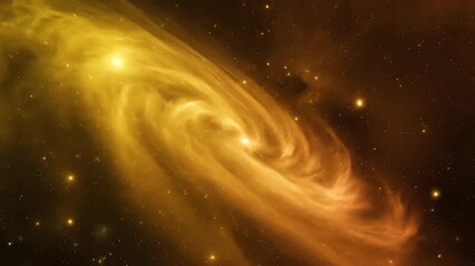 Wall Mural - warm yellow and brown abstract cosmic dust swirls in a gentle, seamlessly looping galactic flow abst